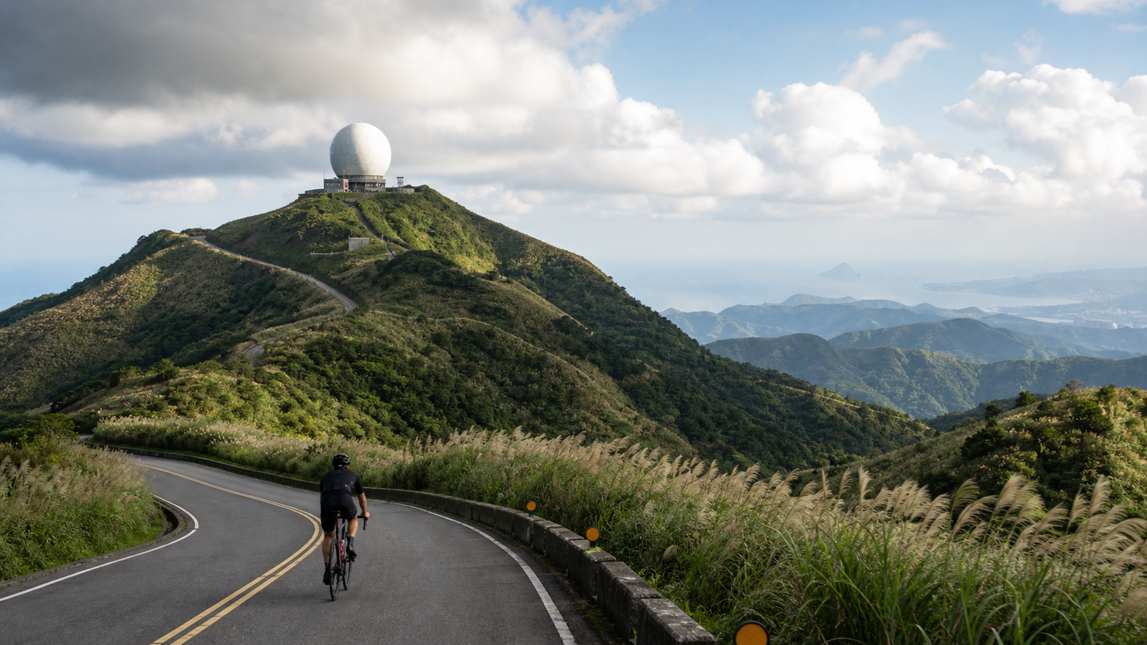 La boule blanche à dix kilomètres : un voyage à vélo vers Wufen Mountain à travers nuages et lumière