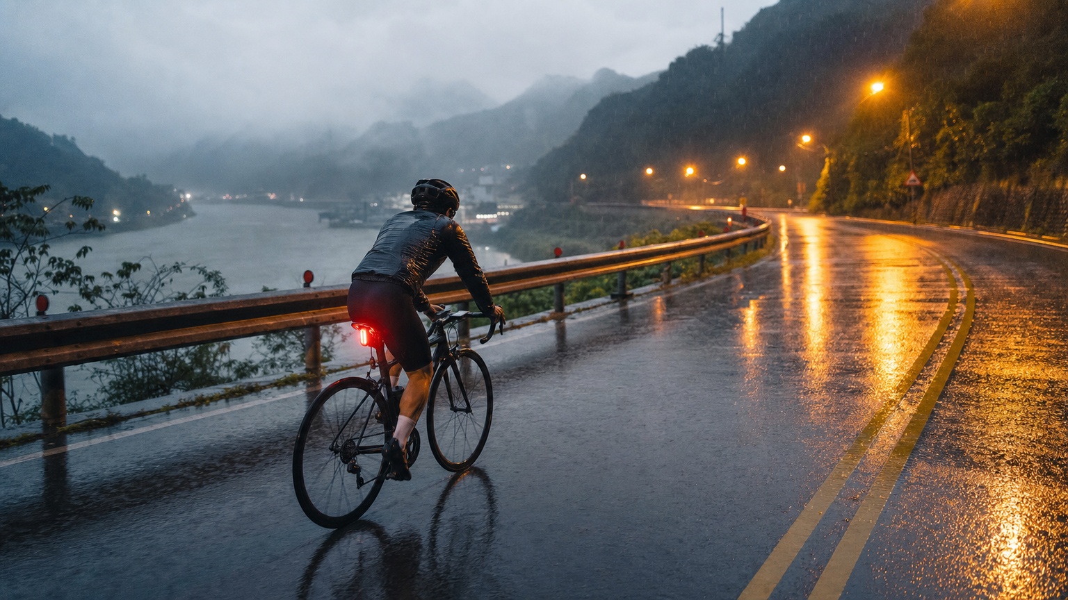 雨天のサイクリング：半分は危険、半分はあなただけが知る秘密の美しさ