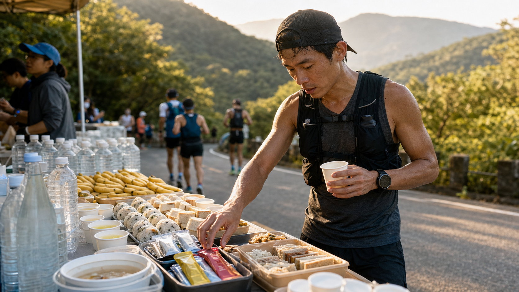 ウルトラマラソン補給戦略：100kmレースにおける固形食 vs 液体補給の比率