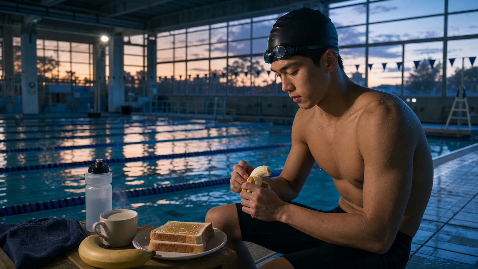 水泳選手の早朝練習の食事：早朝5時に泳ぐ前に何を食べるか