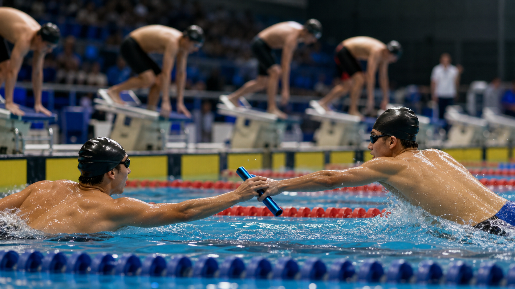 Stratégie de composition des relais en natation : ordre des nageurs et technique de passage de témoin